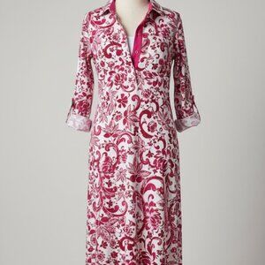 Chico's Pink and White Patterned Shirt Dress